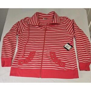 High Fifth Women's Large Red/White Striped Zip-Up Jacket